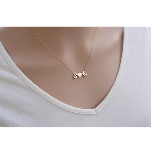 Two Initial Heart Necklace